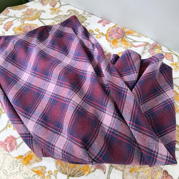 220 Hickory Vtg Maxi Skirt Dark Academia Purple Plaid Wool Blend Side Zip Long L - Picture 6 of 10
